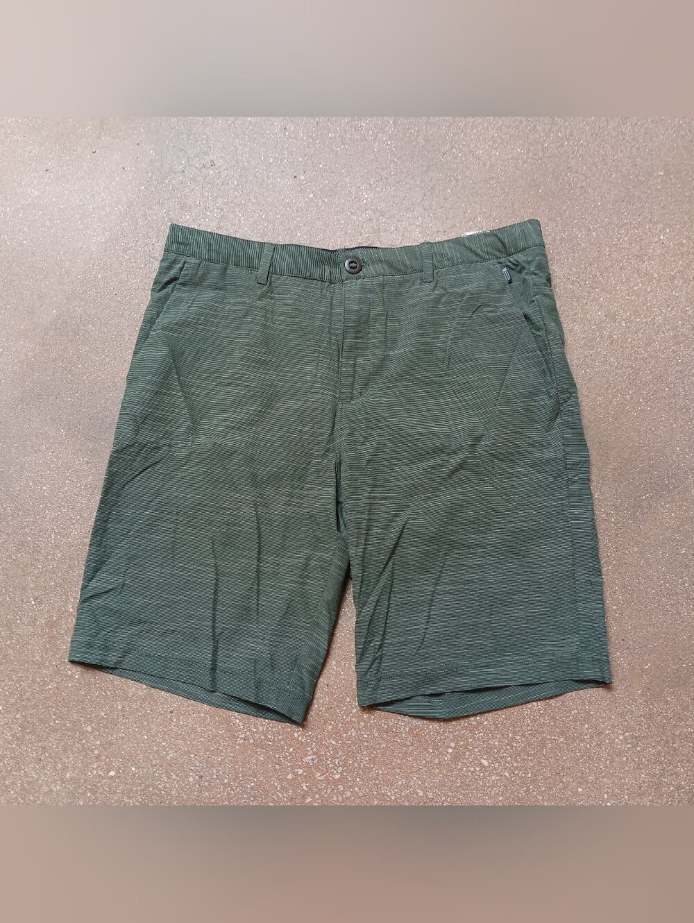 Visive Mens Olive Green Hybrid Flat Front Shorts Size 34
